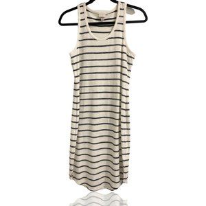 A New Day White + Navy Striped Midi Tank Dress
